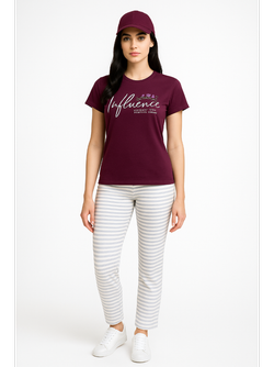 ست تی شرت آستین کوتاه و شلوار زنانه آریان نخ باف مدل 2673