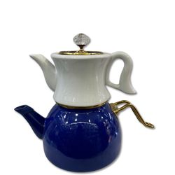 کتری قوری لعابی ( قوری چینی ) ساخت ترکیه برند دافی رنگ آبی کد 158