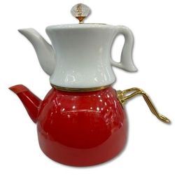 کتری قوری لعابی ( قوری چینی ) ساخت ترکیه برند دافی رنگ قرمز کد 159