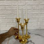 شمعدان فلزی سه عددی طلایی مدل ستا