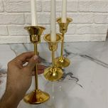 شمعدان فلزی سه عددی طلایی مدل ستا