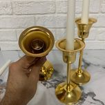 شمعدان فلزی سه عددی طلایی مدل ستا