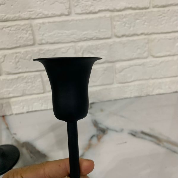 شمعدان فلزی سه عددی مشکی مدل ستا