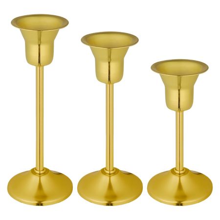 شمعدان فلزی سه عددی طلایی مدل ستا