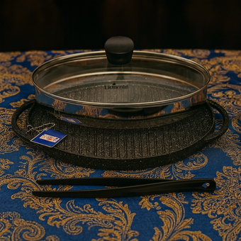 تابه گریل چدن بیضی بدون چوب یونیک