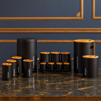 ست 16پارچه مشکی درب بامبو یونیک