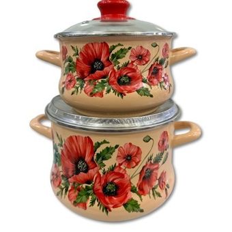 سرویس قابلمه لعابی دو تایی برند متروت طرح بنفشه کد 231