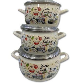 سرویس قابلمه لعابی 6 پارچه برند متروت طرح Home Cooking کد 232