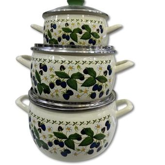 سرویس قابلمه لعابی 6 پارچه برند متروت طرح تمشک کد 234