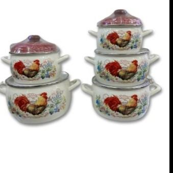 سرویس قابلمه لعابی 10  پارچه برند متروت طرح خروس کد 235