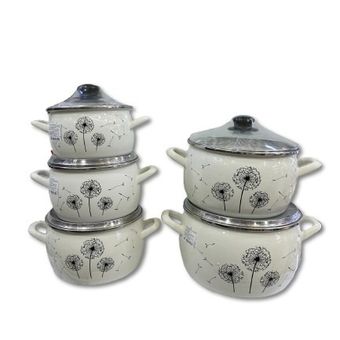 سرویس قابلمه لعابی 10 پارچه طرح قاصدک   کد 242