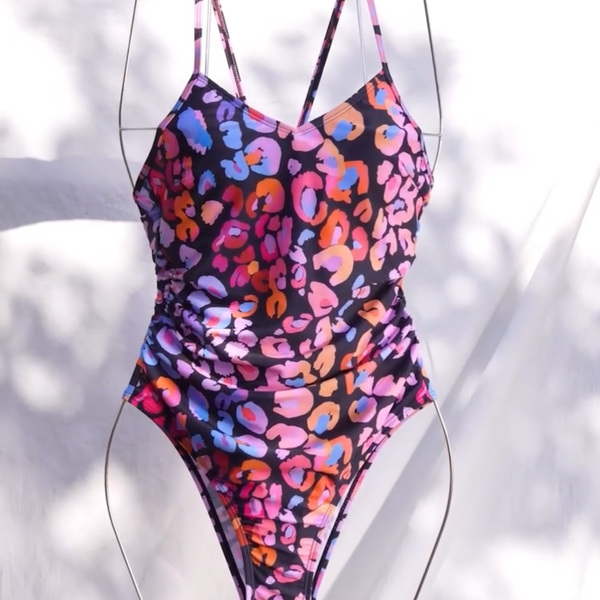 مایو یک تکه زنانه اورجینال برند کاپشی cupshe طرح دار پلنگی رنگی