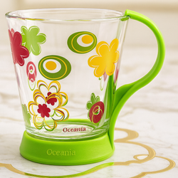 1دست 6 عددی لیوان دسته سبز 270 میل اوشن Oceania