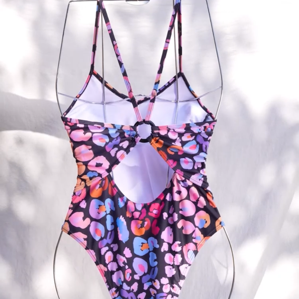 مایو یک تکه زنانه اورجینال برند کاپشی cupshe طرح دار پلنگی رنگی