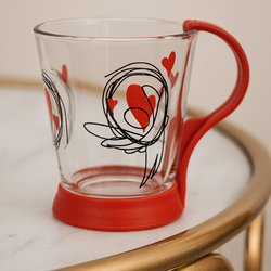 1دست 6 عددی لیوان دسته قرمز270میل اوشن Oceania