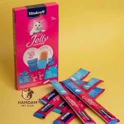 تشویقی ژله‌ای گربه ویتاکرافت مدل Jelly Lovers با طعم سالمون و پلایس(1 عددی)