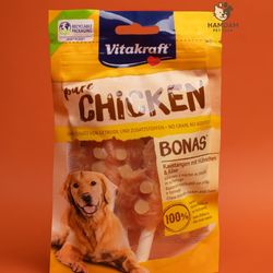 تشویقی سگ ویتاکرافت مدل Pure Chicken Bonas با طعم مرغ و پنیر 80 گرمی