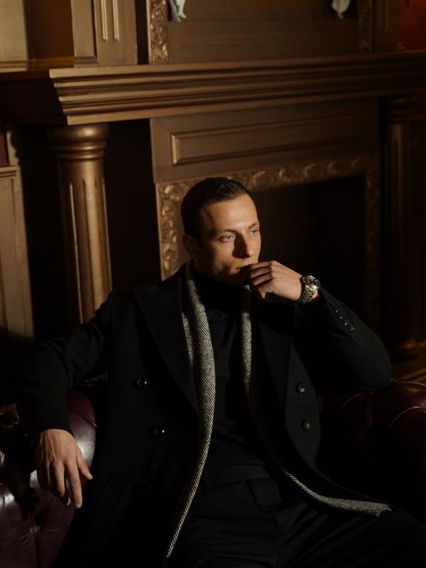 پالتو 6 دکمه یقه بلیزر جیب پالتویی مشکی o100