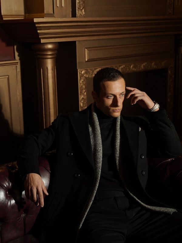 پالتو 6 دکمه یقه بلیزر جیب پالتویی مشکی o100