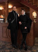 پالتو 6 دکمه یقه بلیزر جیب پالتویی مشکی o100