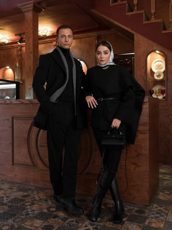 پالتو 6 دکمه یقه بلیزر جیب پالتویی مشکی o100