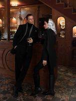 پالتو 6 دکمه یقه بلیزر جیب پالتویی مشکی o100