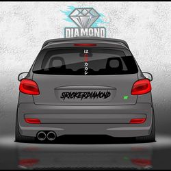 استیکر و‌برچسب شیشه عقب خودرو طرح ژاپنی قرمز سفید