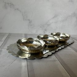 سینی و کاسه آجیل کار دست مسی