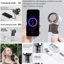 پنکه دستی شارژی با قابلیت شارژ کردن موبایل مدل MF120