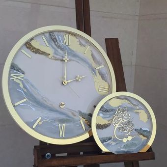 ست ساعت دیواری و جاکلیدی طرح روسی کریستالی قطر 50 و 28