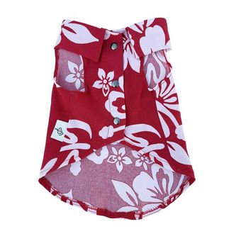 لباس سگ و گربه مدل حلقه‌ای طرح هاوایی کلاسیک قرمز