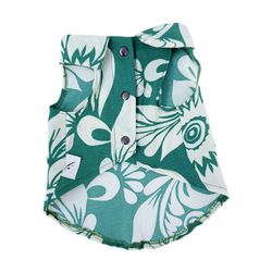 لباس سگ و گربه مدل حلقه‌ای طرح هاوایی سبز گرمسیری