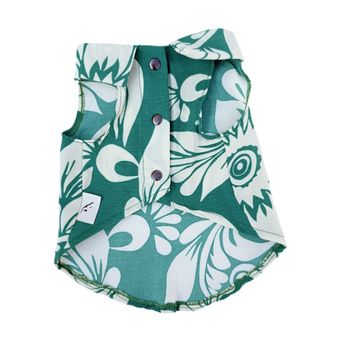 لباس سگ و گربه مدل حلقه‌ای طرح هاوایی سبز گرمسیری