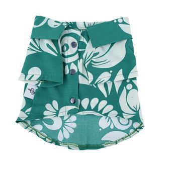 لباس سگ و گربه مدل آستین‌دار طرح هاوایی سبز گرمسیری