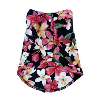 لباس سگ و گربه مدل حلقه‌ای طرح هاوایی طرح گل استوایی قرمز