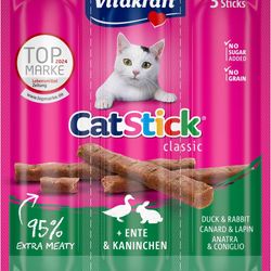 تشویقی گربه ویتاکرفت Vitakraft Cat Stick Classic با طعم اردک و خرگوش (Duck & Rabbit) – 18 گرم (3 عددی)