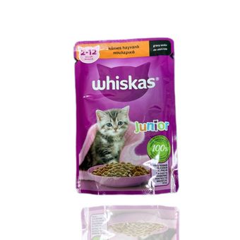 غذای بچه‌گربه ویسکاس با گوشت مرغ در سس گوشتی