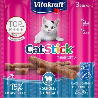 تشویقی گربه سه عددی ویتاکرفت Vitakraft Cat Stick Healthy با ماهی سول و امگا 3