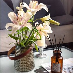 شکلات خوری و گلدان دسته چرم