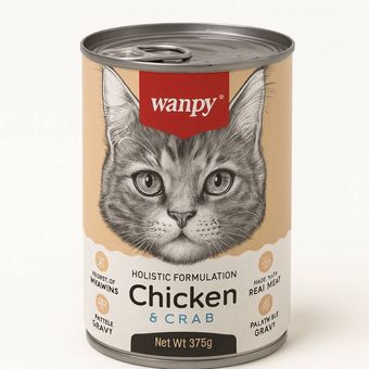 غذای کنسروی گربه ونپی با طعم مرغ و خرچنگ – Wanpy Chicken & Crab
