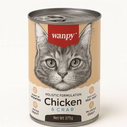غذای کنسروی گربه ونپی با طعم مرغ و خرچنگ – Wanpy Chicken & Crab