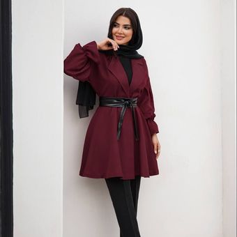 مانتو کمر چرم کوتاه کد 122