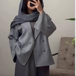 کت عروسکی آستین بنددار رنگ طوسی