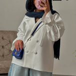 کت عروسکی آستین بنددار رنگ سفید
