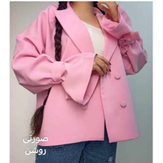 کت عروسکی آستین بنددار رنگ صورتی روشن
