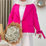 کت استین گیپوردار عروسکی رنگ سرخابی