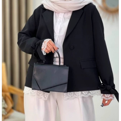 کت استین گیپوردار عروسکی رنگ مشکی