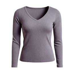 بلوز آستین بلند زنانه پپا مدل Vneck رنگ فیلی