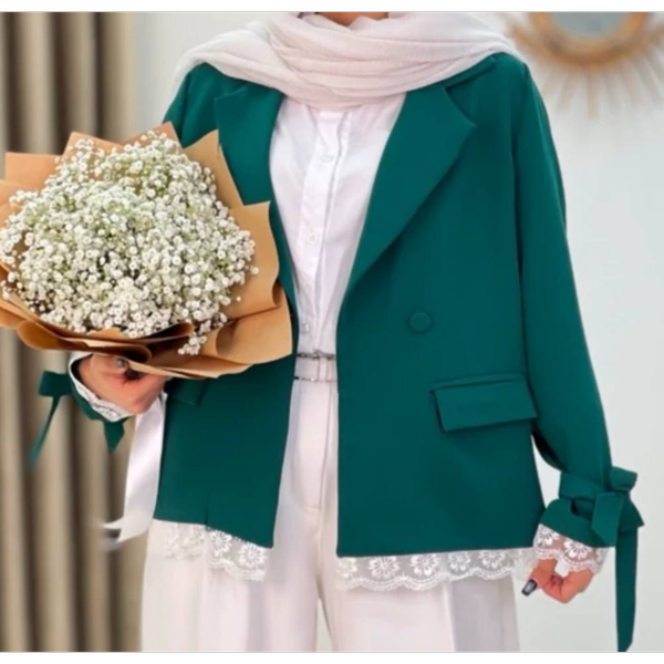 کت استین گیپوردار عروسکی رنگ سبز کله غازی