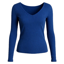 بلوز آستین بلند زنانه پپا مدل Vneck رنگ آبی